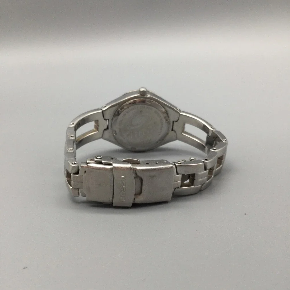 Fossil Womens Watch 29mm MOP Crystal Bezel 100M Stainless New Battery 6.75